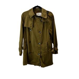 Zara Woman Short Lightweight Double Breasted Trench Coat Army Green Size XS